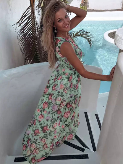 Women's Summer Maxi Dress with Floral Print