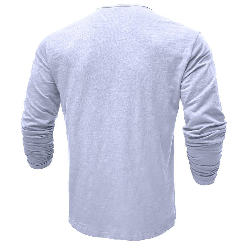 Men's Casual Long Sleeve Henley Shirt with Button Front Placket