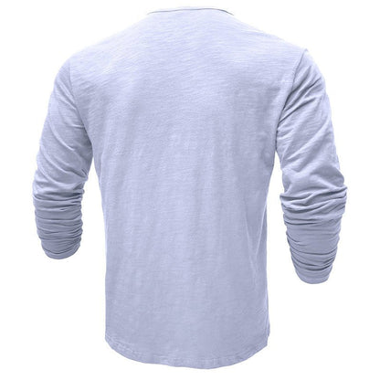 Men's Casual Long Sleeve Henley Shirt with Button Front Placket