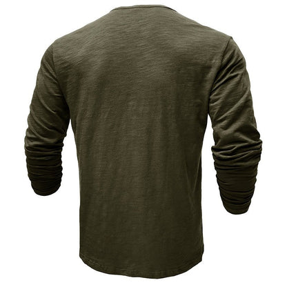 Men's Casual Long Sleeve Henley Shirt with Button Front Placket