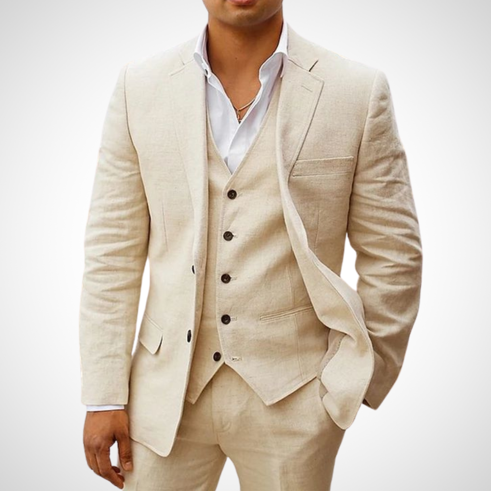 Men's Tailored Two-Piece Suit Set with Blazer and Slim Fit Trousers