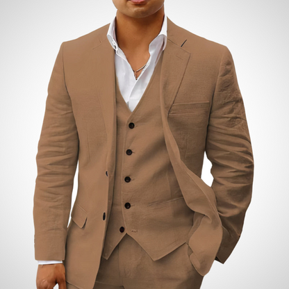 Men's Tailored Two-Piece Suit Set with Blazer and Slim Fit Trousers
