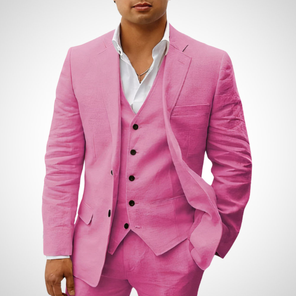Men's Tailored Two-Piece Suit Set with Blazer and Slim Fit Trousers