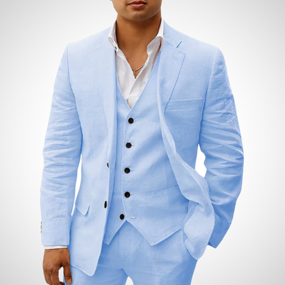 Men's Tailored Two-Piece Suit Set with Blazer and Slim Fit Trousers