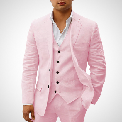 Men's Tailored Two-Piece Suit Set with Blazer and Slim Fit Trousers