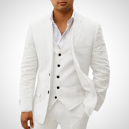 Men's Tailored Two-Piece Suit Set with Blazer and Slim Fit Trousers