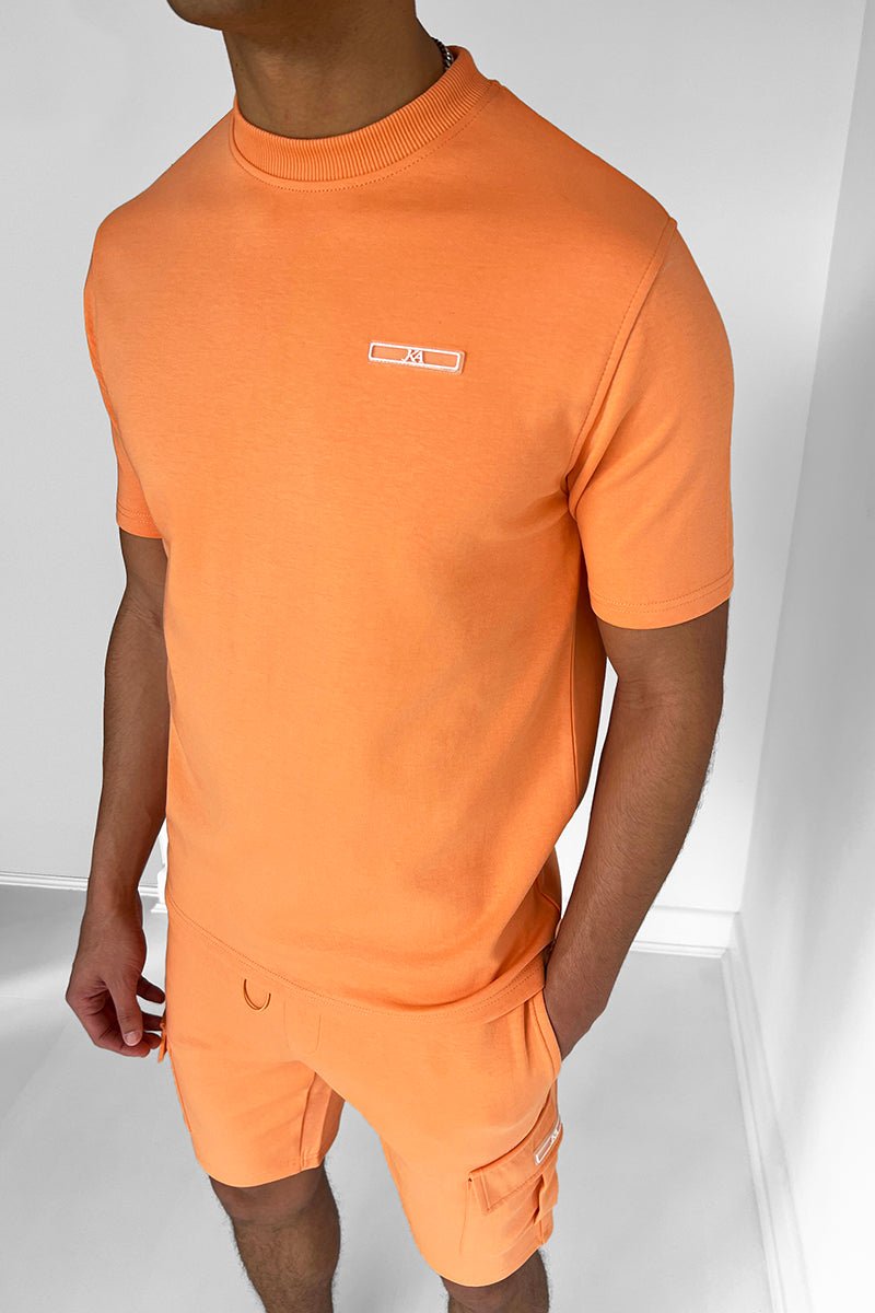 Men’s Two Piece T-Shirt and Cargo Shorts Set with Crew Neck and Pocket Detail