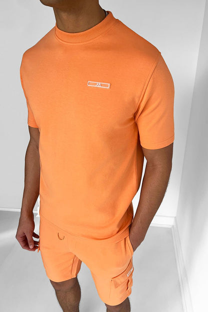 Men’s Two Piece T-Shirt and Cargo Shorts Set with Crew Neck and Pocket Detail