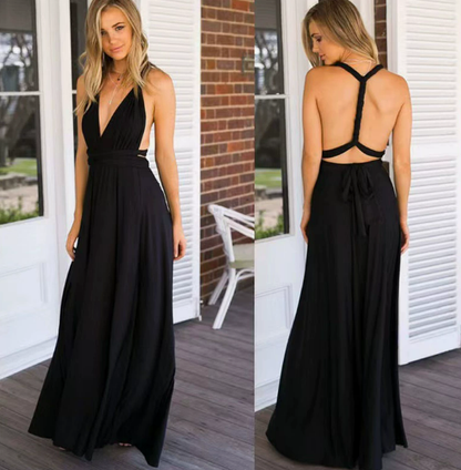 Women's Elegant Backless Halter Maxi Dress