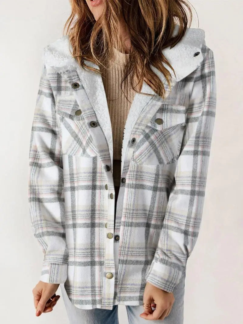 Women's Plaid Winter Jacket with Hooded Lining