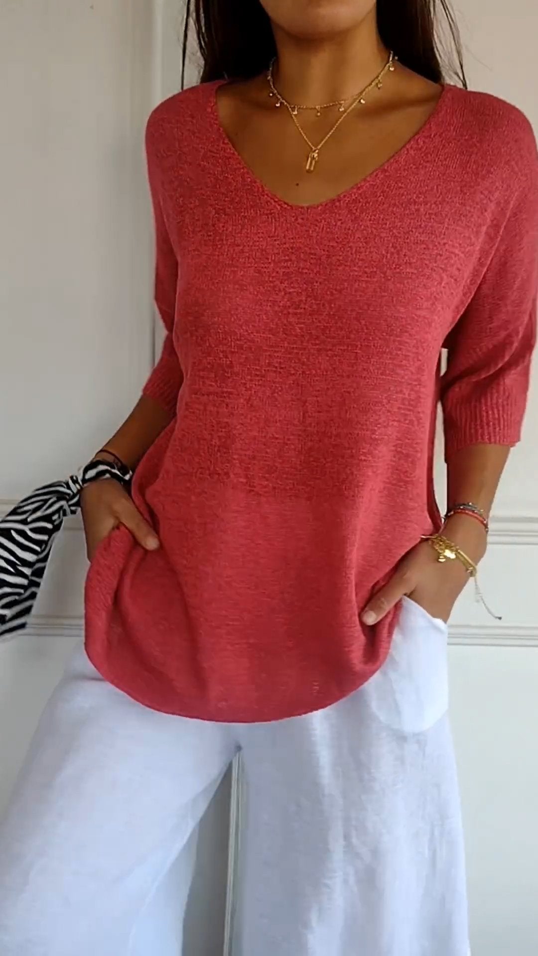 Women's V-Neck Relaxed Fit Top