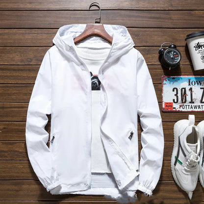 Men's Lightweight Waterproof Windbreaker Jacket with Hood