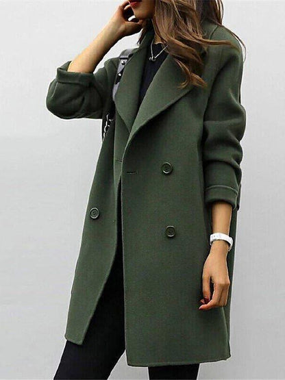 Women's Double-Breasted Trench Coat with Notched Lapel