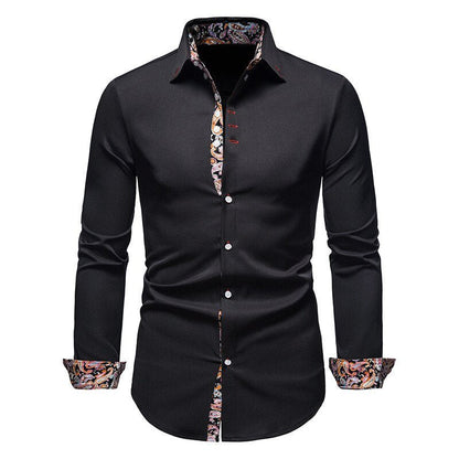 Men's Casual Long Sleeve Shirt with Button Down and Front Pocket