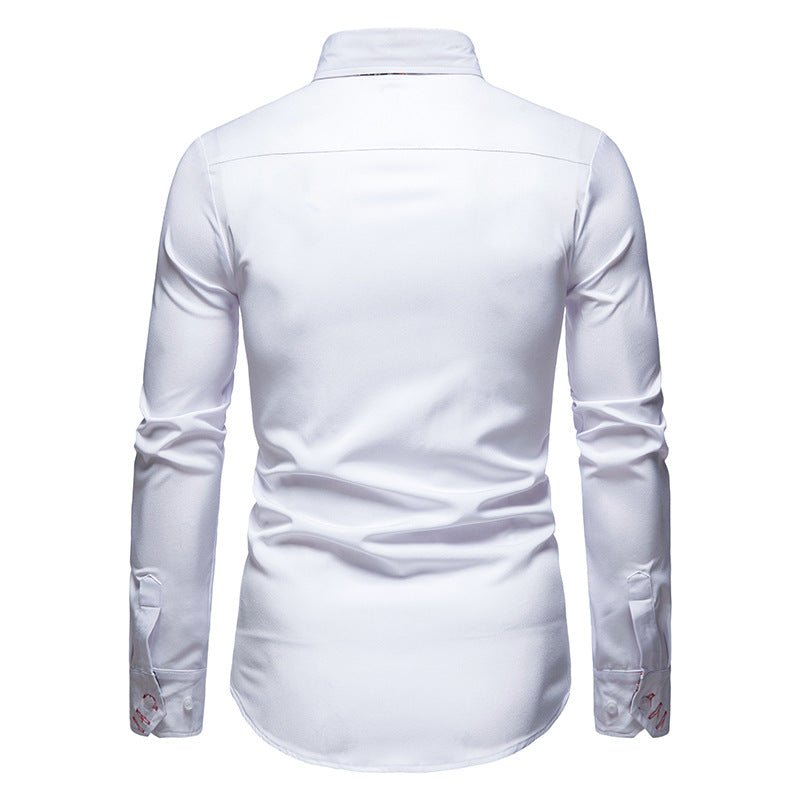 Men's Casual Long Sleeve Shirt with Button Down and Front Pocket