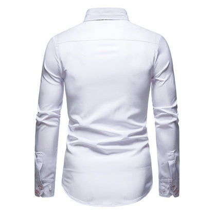 Men's Casual Long Sleeve Shirt with Button Down and Front Pocket