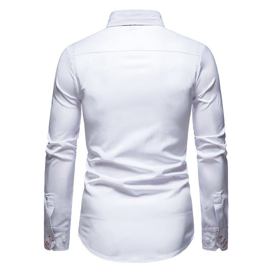 Men's Casual Long Sleeve Shirt with Button Down and Front Pocket