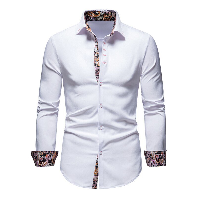 Men's Casual Long Sleeve Shirt with Button Down and Front Pocket