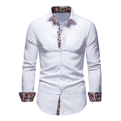 Men's Casual Long Sleeve Shirt with Button Down and Front Pocket