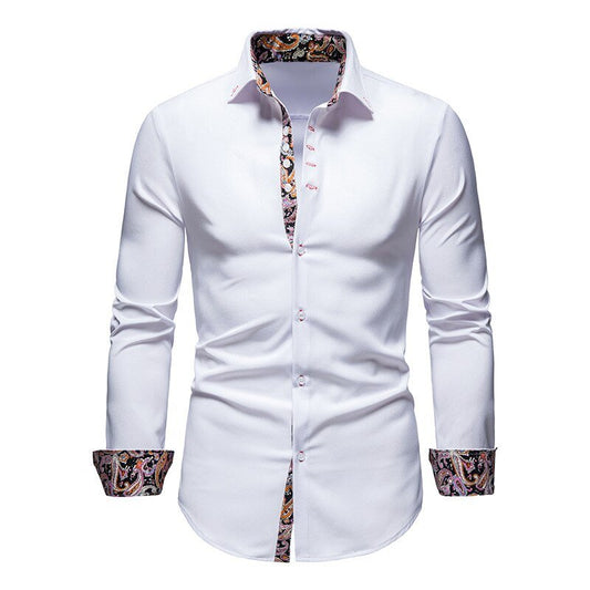 Men's Casual Long Sleeve Shirt with Button Down and Front Pocket