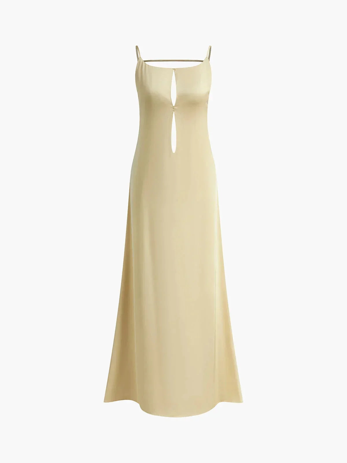 Women's Yellow Backless Maxi Dress with Sleek Straps and Open Back