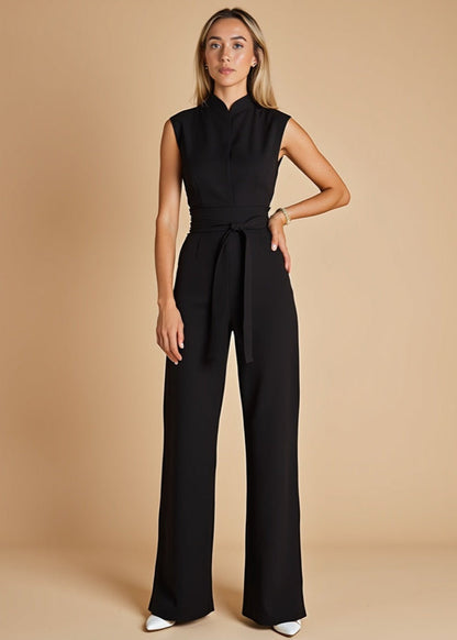 Women's Sleeveless Two-Piece Pants Set with Tie Waist Detail