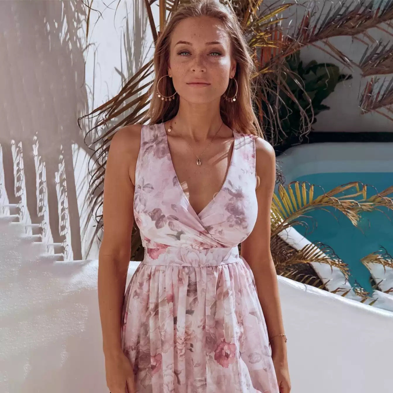 Women's Summer Maxi Dress with Floral Print