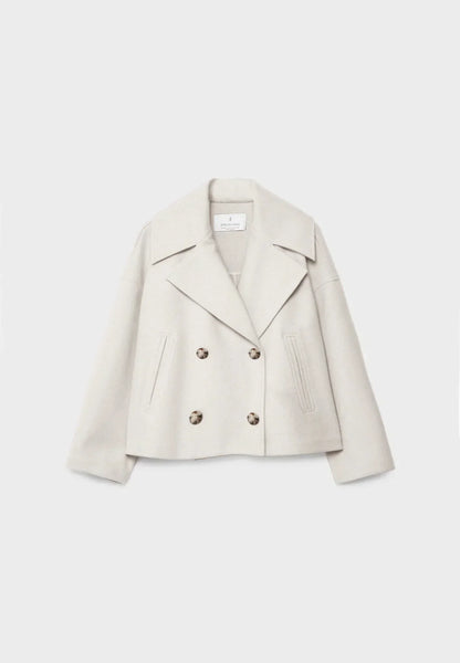 Women's Short Double-Breasted Winter Jacket with Wide Lapels