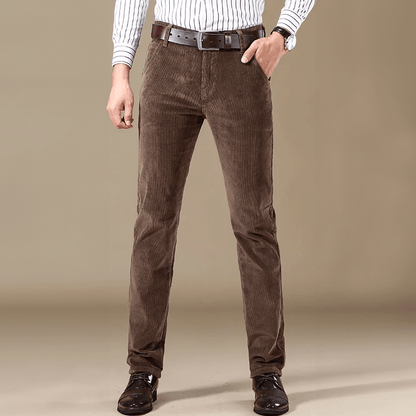 Men’s Corduroy Work Trousers with Classic Slim Fit and Belt Loops