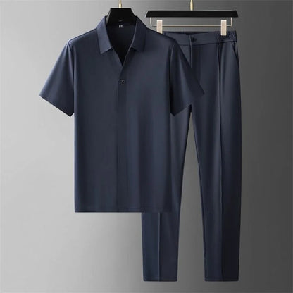 Men's Short-Sleeve Shirt and Tapered Pants Set