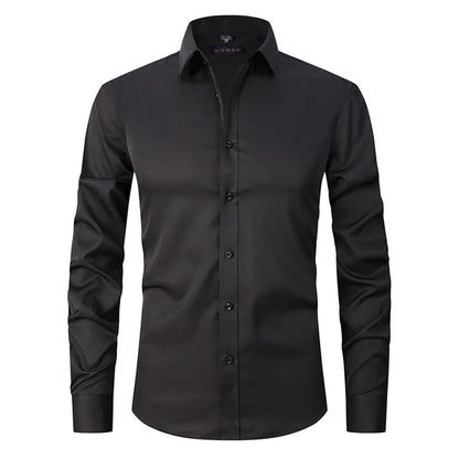 Men's Slim Fit Long Sleeve Dress Shirt with Button Down Collar