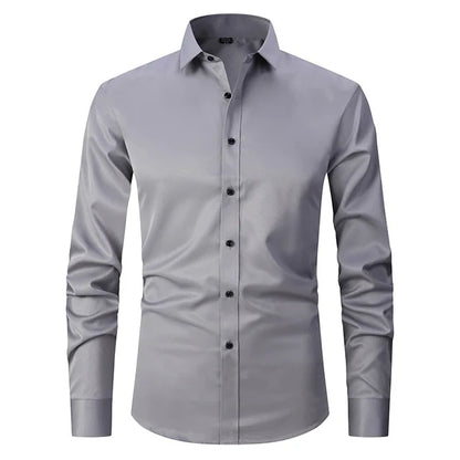 Men's Slim Fit Long Sleeve Dress Shirt with Button Down Collar