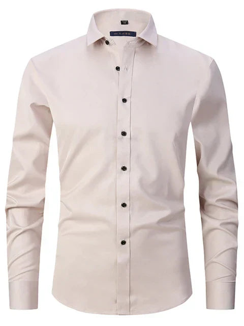 Men's Slim Fit Long Sleeve Dress Shirt with Button Down Collar
