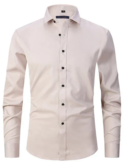 Men's Slim Fit Long Sleeve Dress Shirt with Button Down Collar