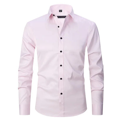 Men's Slim Fit Long Sleeve Dress Shirt with Button Down Collar