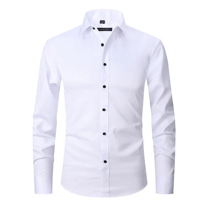 Men's Slim Fit Long Sleeve Dress Shirt with Button Down Collar