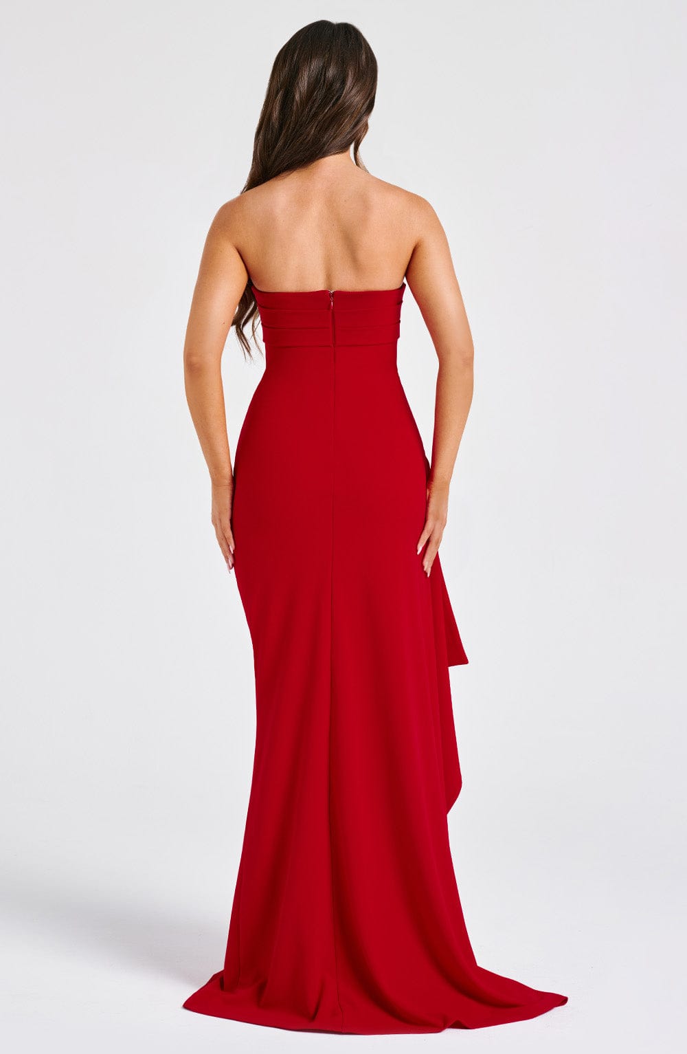 Women's Strapless Dress with Thigh-High Slit