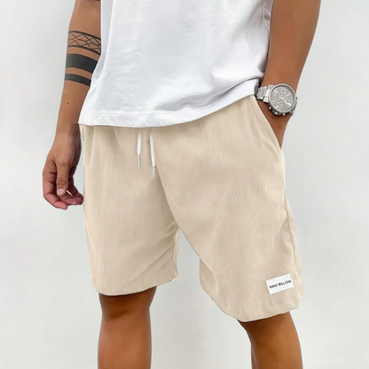 Men's Knee-Length Drawstring Shorts with Relaxed Fit and Texture