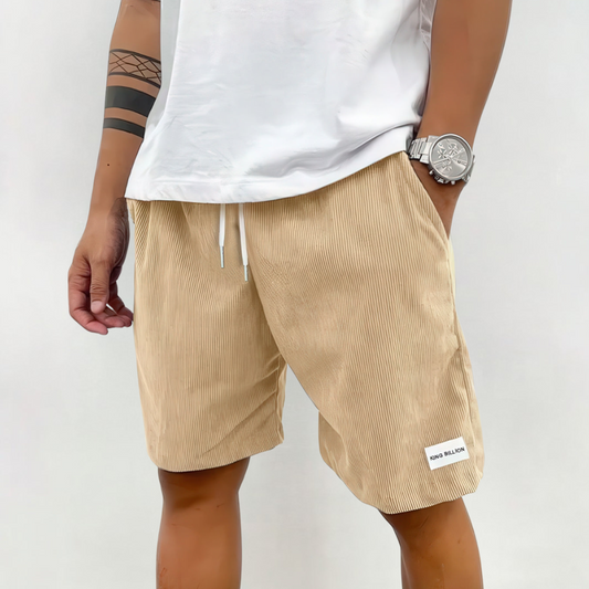 Men's Knee-Length Drawstring Shorts with Relaxed Fit and Texture