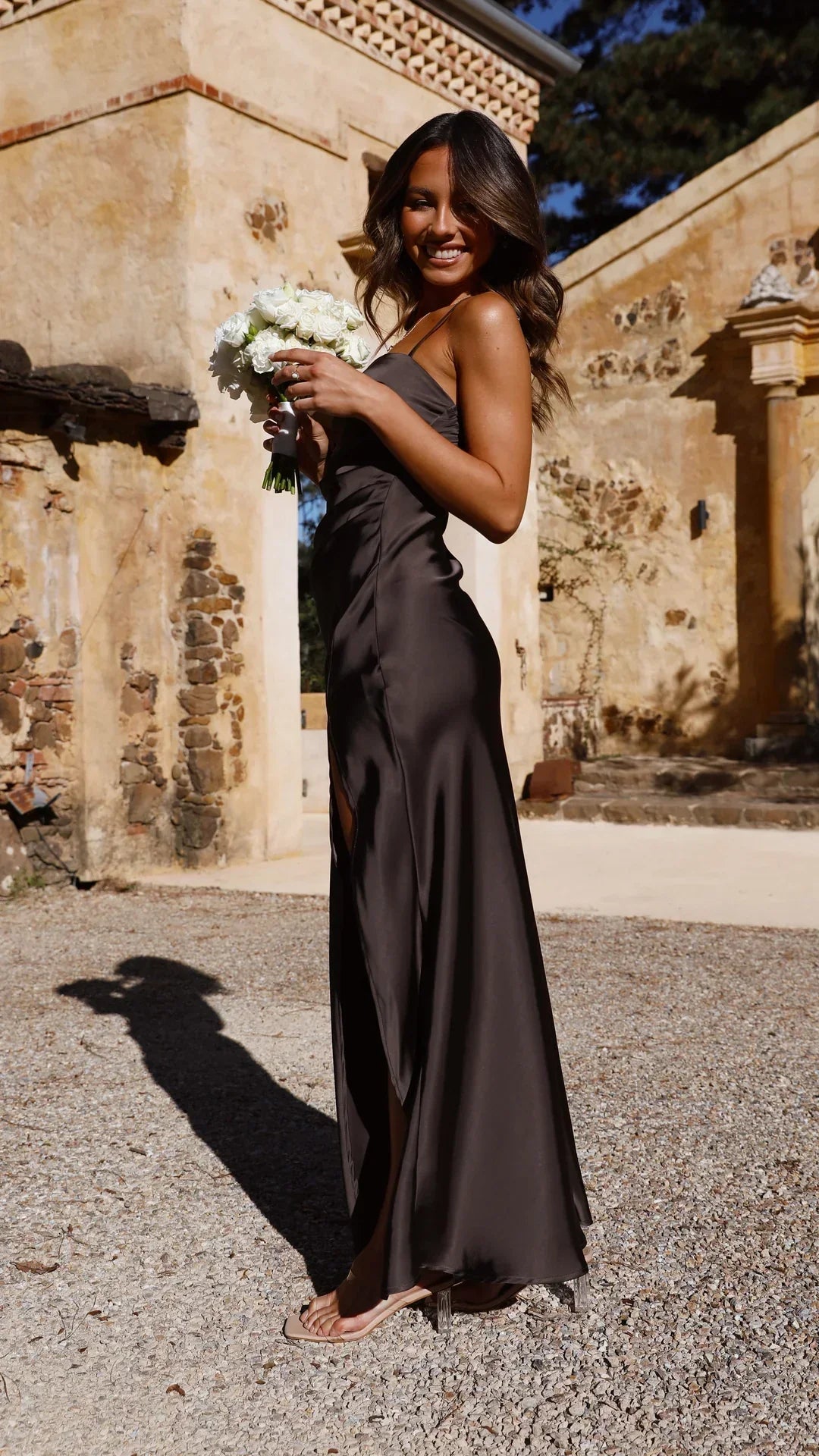 Women's Elegant Maxi Dress with Slit and Spaghetti Straps