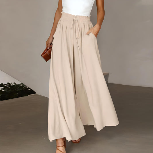 Women's Wide Leg High Waist Pants with Drawstring and Relaxed Fit